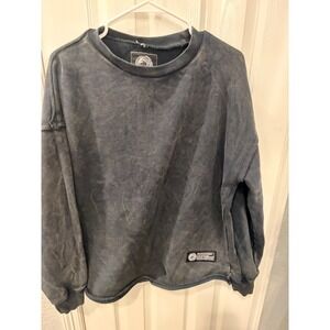 Alphalete Sweatshirt Charcoal Acid Wash French Terry Crewneck Oversized Pullover